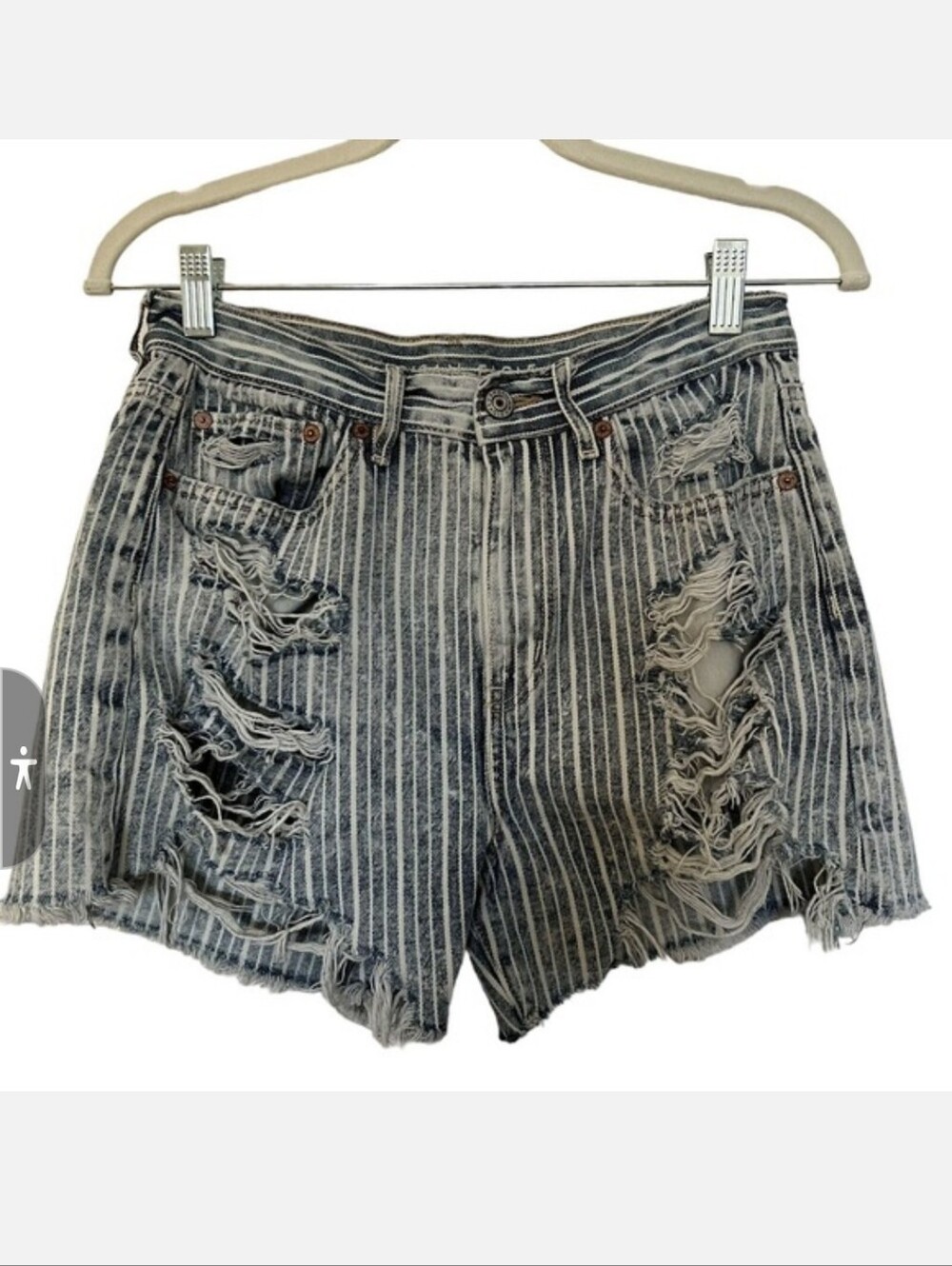 American Eagle Vintage 90's Boyfriend Short Pinstripe Destructed Denim Shorts